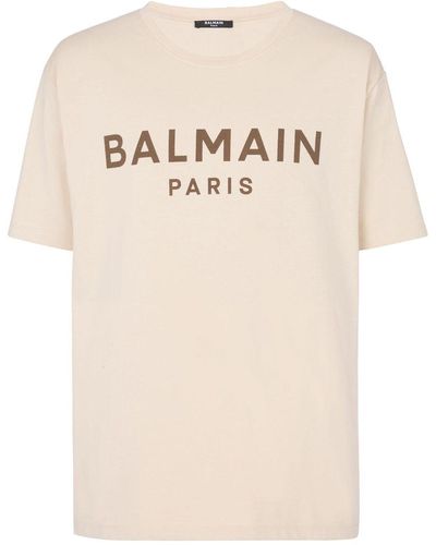 Balmain T-shirt Met Logoprint - Naturel
