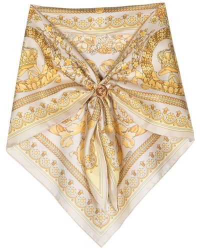 Versace Beige & Yellow Barocco Scarf - Natural
