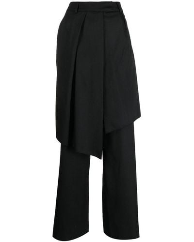 Goen.J Pantalones anchos con diseño cruzado asimétrico - Negro