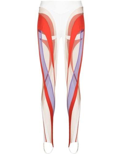 Mugler Spiral Paneled Stirrup leggings - Red