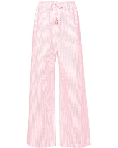 Forte Forte Gingham-check Wide-leg Trousers - Pink