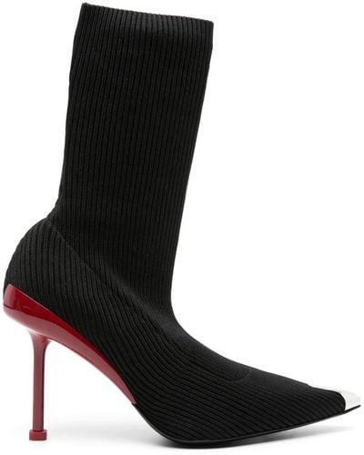 Alexander McQueen Slash Knit 90mm Ankle Boots - Black