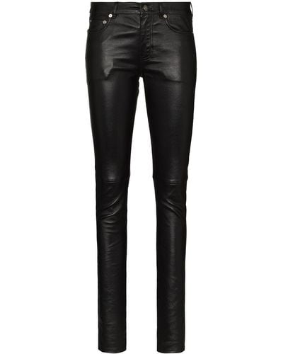 Saint Laurent Pantalon skinny en cuir - Noir