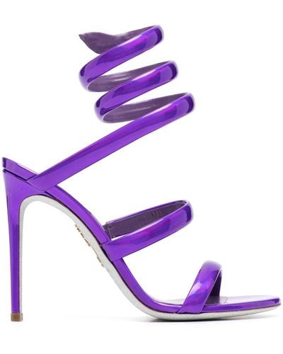 Rene Caovilla Cleo 110mm Metallic-finish Sandals - Purple