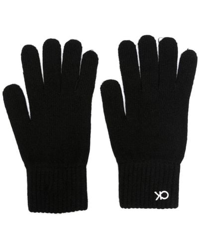 Calvin Klein Guantes con placa del logo - Negro