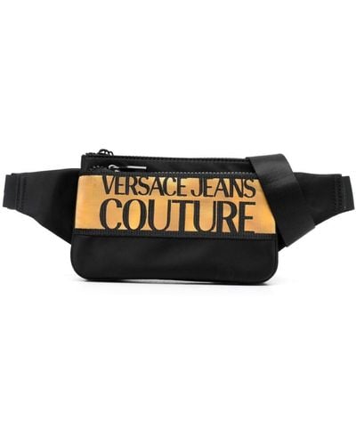 Versace Jeans Couture Riñonera con cremallera y logo estampado - Negro