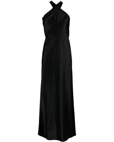 Galvan London Satijnen Maxi-jurk - Zwart