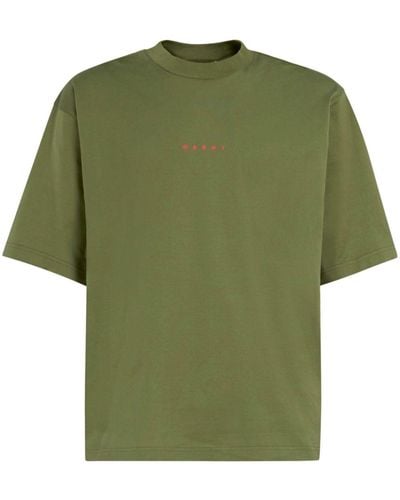 Marni T-shirt en coton à logo imprimé - Vert