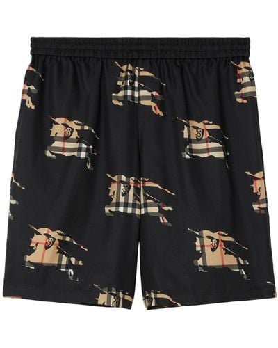 Burberry Shorts aus Seide mit Ritteremblem - Schwarz
