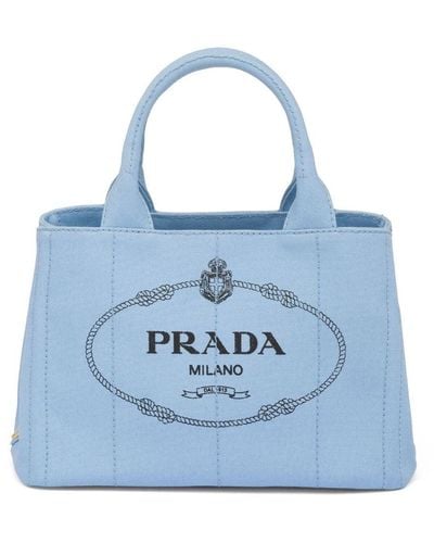 Prada Shopper Met Logoprint - Blauw