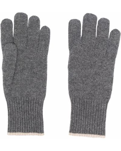 Brunello Cucinelli Ribbed-knit Cashmere Gloves - Grey