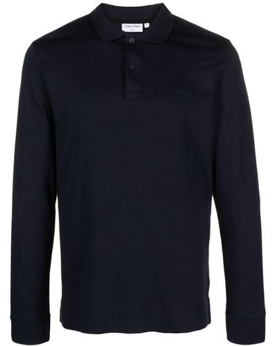 Calvin Klein Poloshirt Met Lange Mouwen - Blauw