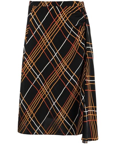 Marni Grid-pattern Silk Skirt - Black