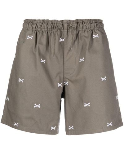 WTAPS Seagull 01 Embroidered Track Shorts - Grey