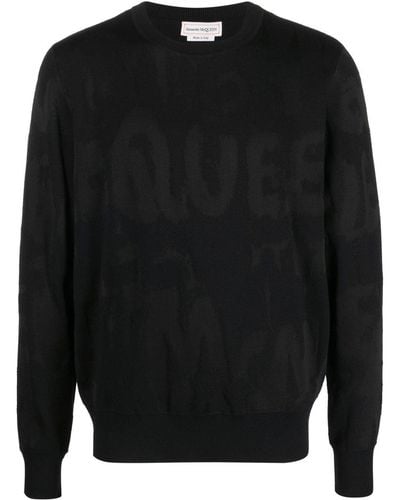 Alexander McQueen Black Sweater With Graffiti