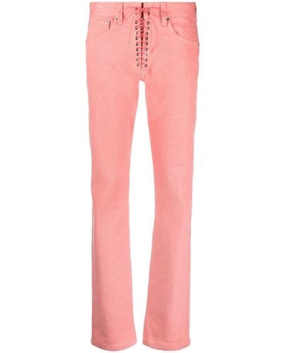 Ludovic de Saint Sernin Lace-up Straight-leg Jeans - Pink