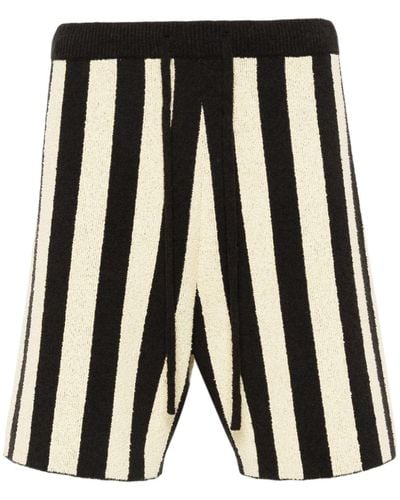 Nanushka Shorts rayé à lien de resserrage - Noir
