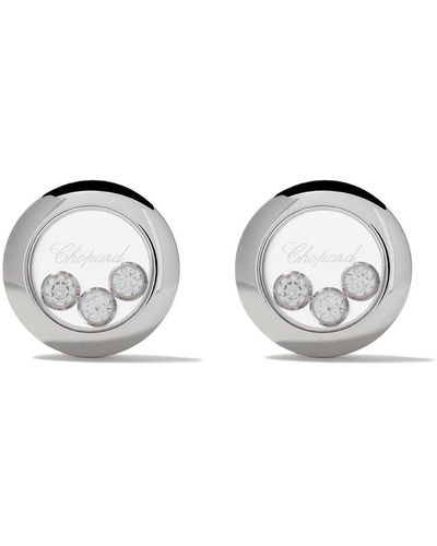 Chopard 18kt White Gold Happy Diamonds Icons Ear Pins - Metallic