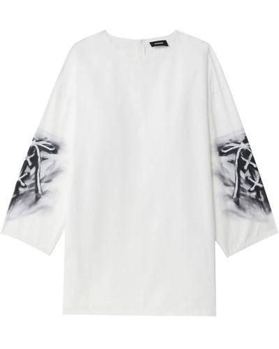 we11done Bluse mit abstraktem Print - Weiß