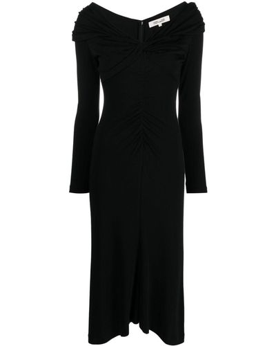 Diane von Furstenberg Ruched-detailing V-neck Midi Dress - Black