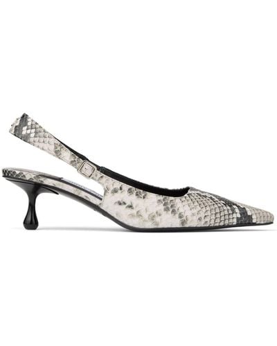 Jimmy Choo 50mm Amel Snake-print Leather Court Shoes - White