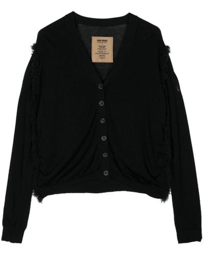 Uma Wang Frayed Fine-knit Cardigan - Black