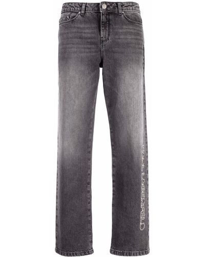 Karl Lagerfeld Embellished Logo Straight Leg Jeans - Grey