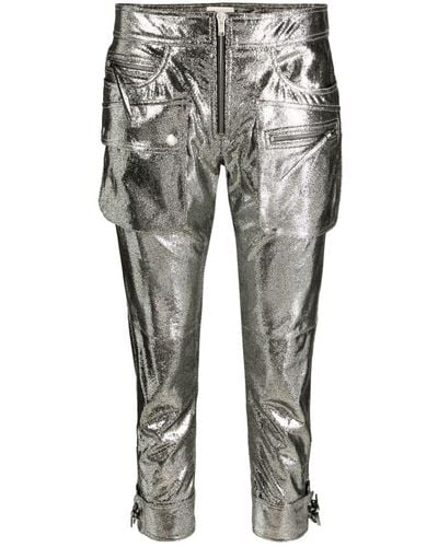 Isabel Marant Ciane Metallic Cropped Trousers - Grey