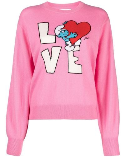 Chinti & Parker Love Smurf Crew-neck Jumper - Pink