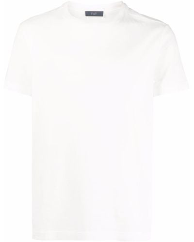 Fay T-shirt Met Geborduurd Logo - Wit