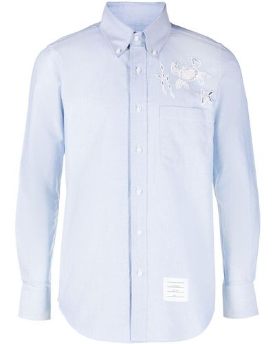 Thom Browne Overhemd Met Patch - Blauw