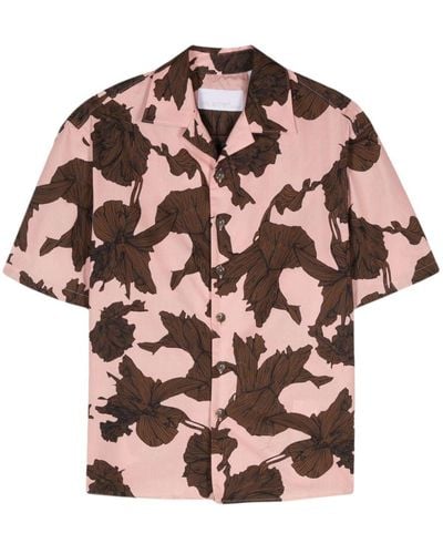 Neil Barrett Floral-print Bowling Shirt - Pink
