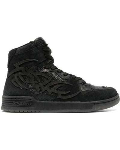 MISBHV Panelled High-top Leather Trainers - Black