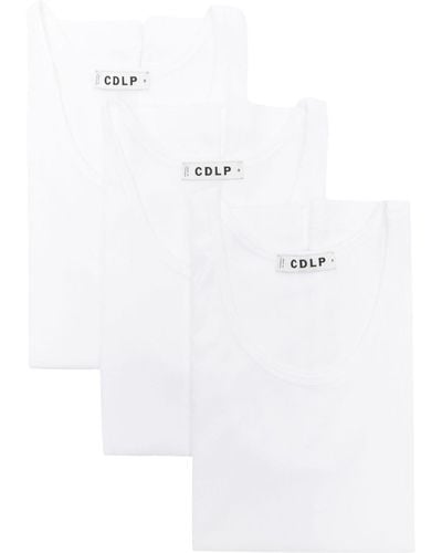 CDLP Pack de tres tops sin mangas con cuello redondo - Blanco