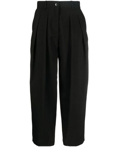 KENZO Pleat-detail Cropped Trousers - Black