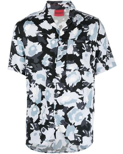 HUGO Camisa con estampado floral y botones - Blanco