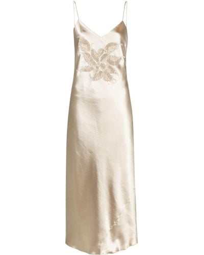 Ralph Lauren Collection Bead-embellished Satin Slip Dress - Natural