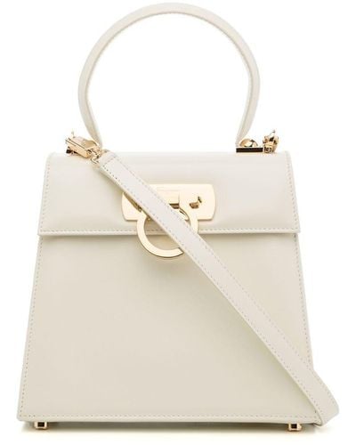 Ferragamo Small Iconic Top Handle Bag - White