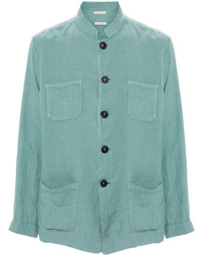 Massimo Alba Side-slit Linen Shirt - Green