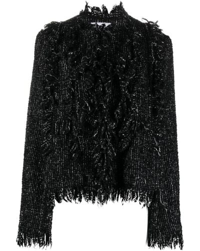 Sacai Wool-blend Tweed Jacket - Black