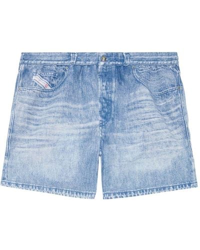 DIESEL Bmbx-ken-37 Denim-print Swim Shorts - Blue