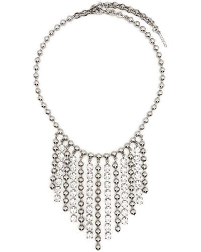 Alessandra Rich Crystal-embellished Fringed Necklace - White