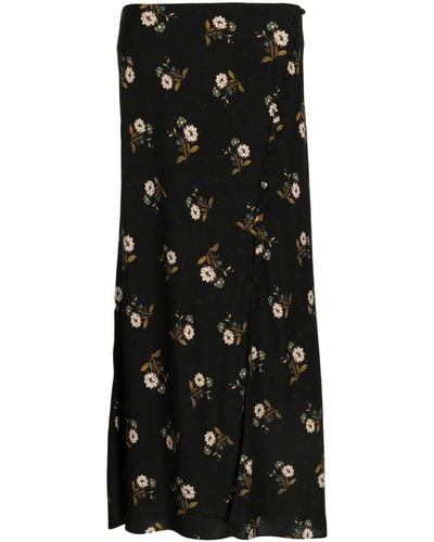 Veronica Beard Franconia Floral-print Midi Skirt - Black