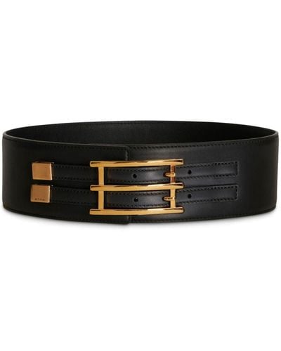 Etro Rectangle-buckle Leather Belt - Black