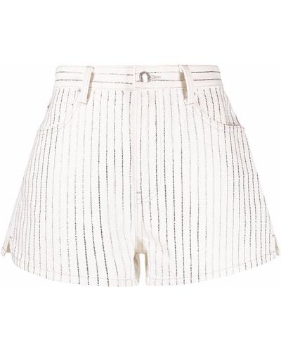 Alexander Wang Bite Crystal-striped Denim Shorts - White