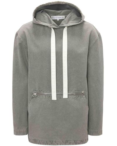 JW Anderson Garment-dyed Cotton Hoodie - Grey