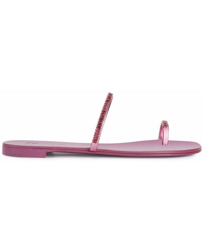 Giuseppe Zanotti Pink Crystall Flat Sandals With Rhinestone Inserts - Multicolour