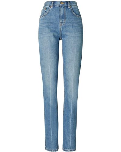 Tory Burch Jean droit à taille mi-haute - Bleu