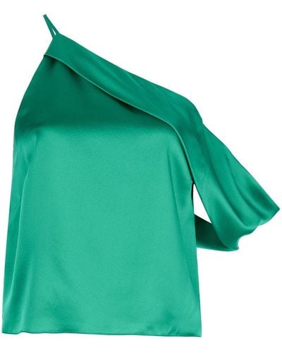 Michelle Mason Draped Cowl Asymmetrical Top - Green
