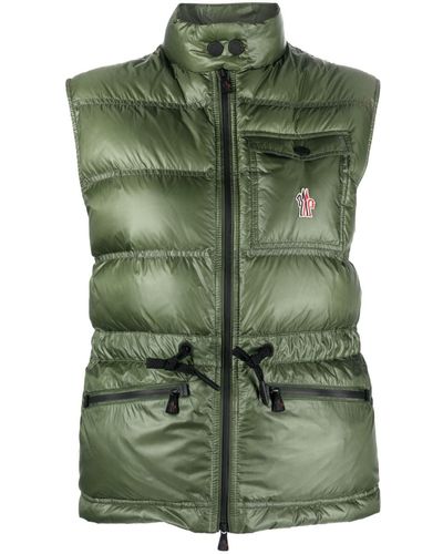3 MONCLER GRENOBLE Logo-patch Feather-down Gilet - Green